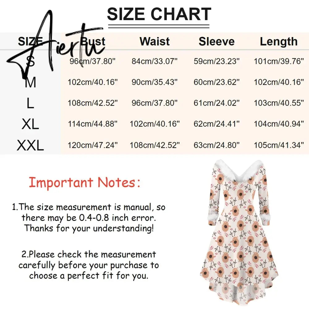 Winter Women Christmas Dress Faur Fax Collar Long Sleeves Cocktail Party Dress Xmas New Year Evening Flowy Elegant Prom Dresses Aiertu