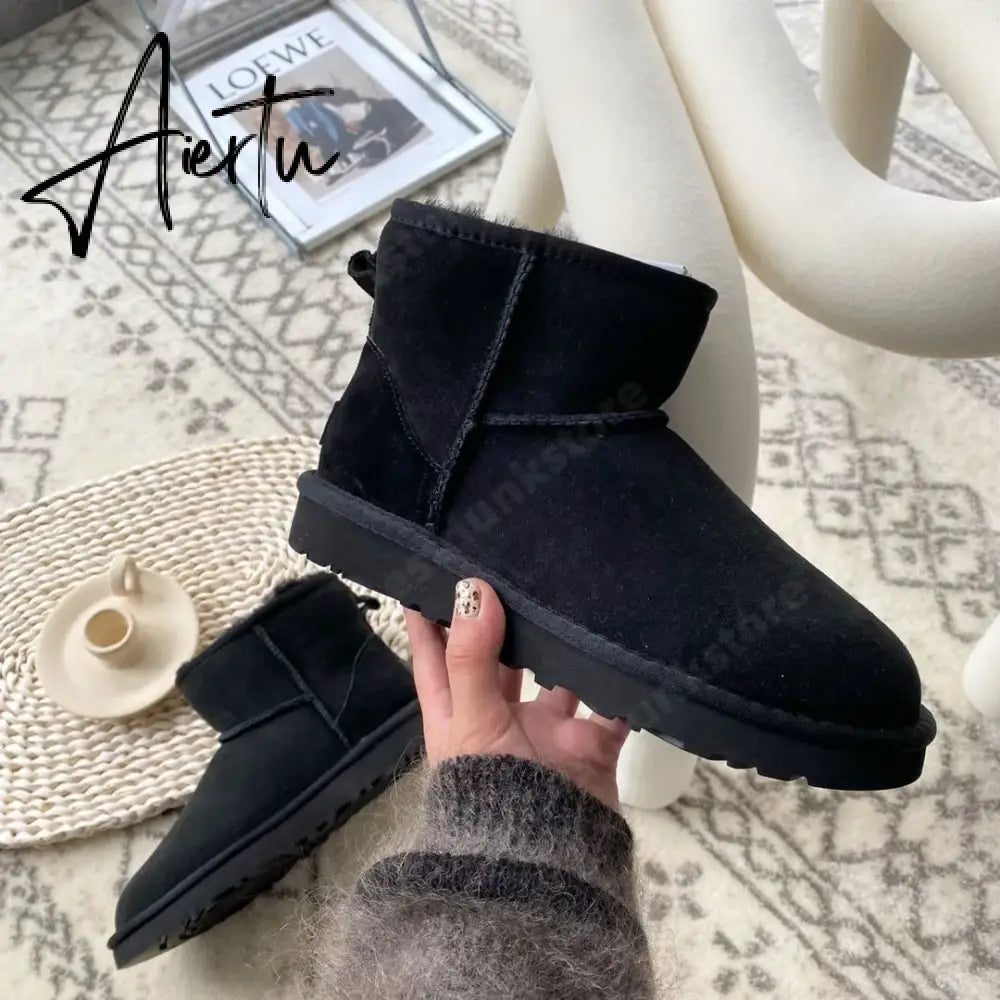 Women Australia Boots Designer Ultra Mini Platform Boot Chestnut Slippers Winter Warm Fur Cow Leather Wool Suede Snow Boots Aiertu