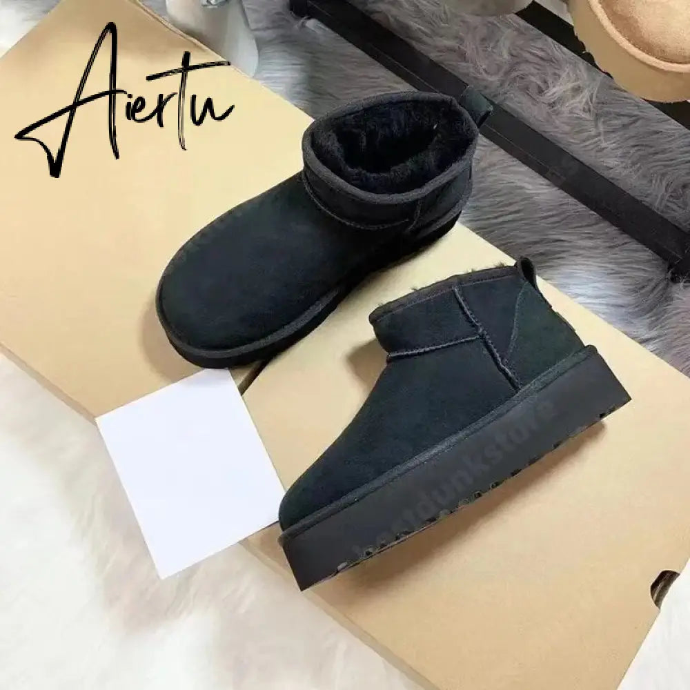 Women Australia Boots Designer Ultra Mini Platform Boot Chestnut Slippers Winter Warm Fur Cow Leather Wool Suede Snow Boots Aiertu