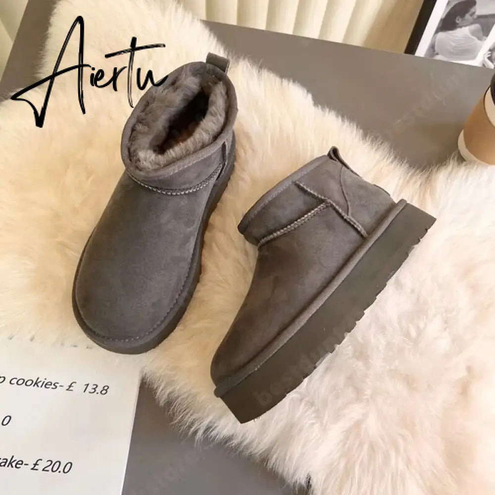 Women Australia Boots Designer Ultra Mini Platform Boot Chestnut Slippers Winter Warm Fur Cow Leather Wool Suede Snow Boots Aiertu