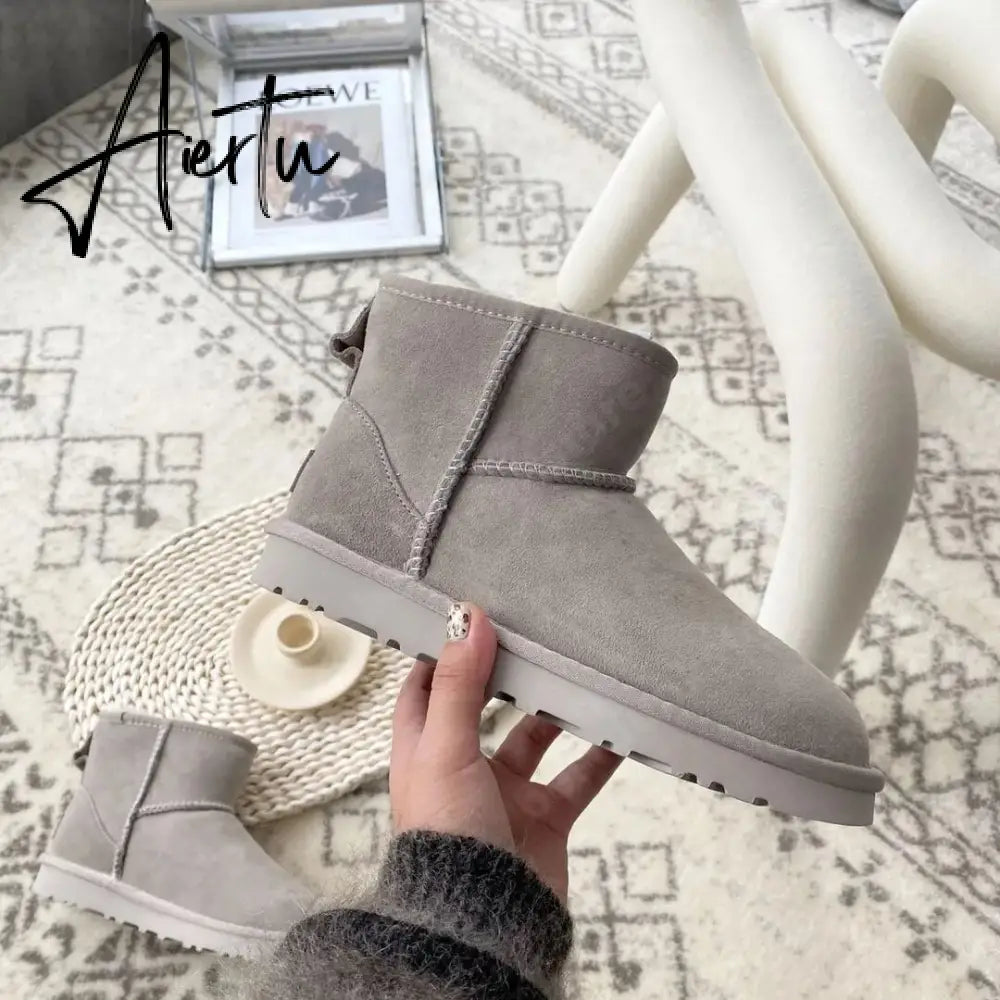 Women Australia Boots Designer Ultra Mini Platform Boot Chestnut Slippers Winter Warm Fur Cow Leather Wool Suede Snow Boots Aiertu