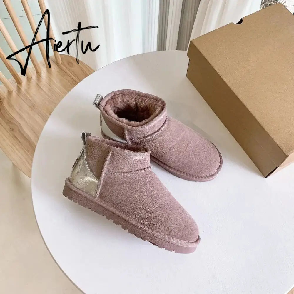 Women Australia Boots Designer Ultra Mini Platform Boot Chestnut Slippers Winter Warm Fur Cow Leather Wool Suede Snow Boots Aiertu