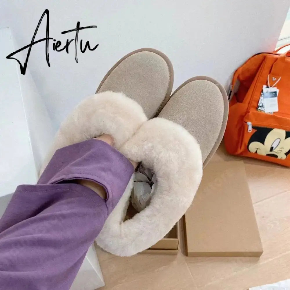 Women Australia Boots Designer Ultra Mini Platform Boot Chestnut Slippers Winter Warm Fur Cow Leather Wool Suede Snow Boots Aiertu