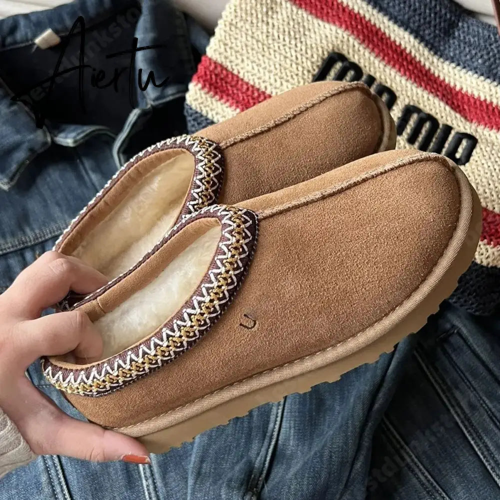 Women Australia Boots Designer Ultra Mini Platform Boot Chestnut Slippers Winter Warm Fur Cow Leather Wool Suede Snow Boots Aiertu