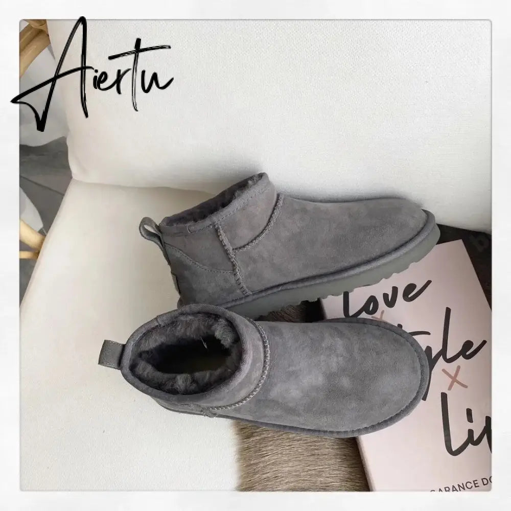 Women Australia Boots Designer Ultra Mini Platform Boot Chestnut Slippers Winter Warm Fur Cow Leather Wool Suede Snow Boots Aiertu