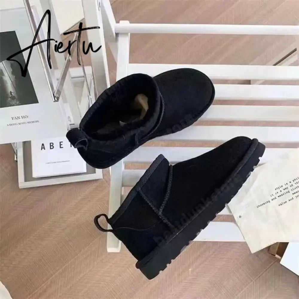 Women Australia Boots Designer Ultra Mini Platform Boot Chestnut Slippers Winter Warm Fur Cow Leather Wool Suede Snow Boots Aiertu