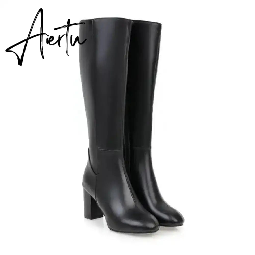 Women Boots Over Knee  Zipper Female Shoes Clogs Platform Luxury Designer Over-the-Knee Large Size Ladies Fashion High Heel Aiertu