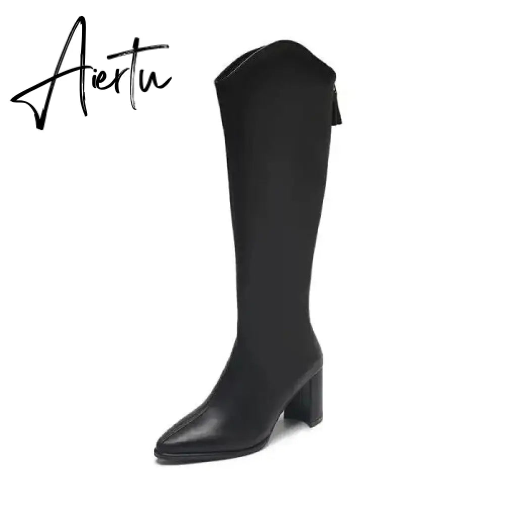 Women Boots Over Knee  Zipper Female Shoes Clogs Platform Luxury Designer Over-the-Knee Large Size Ladies Fashion High Heel Aiertu
