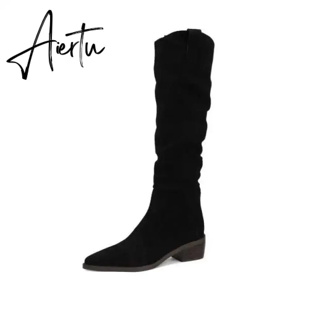 Women Boots Over Knee  Zipper Female Shoes Clogs Platform Luxury Designer Over-the-Knee Large Size Ladies Fashion High Heel Aiertu