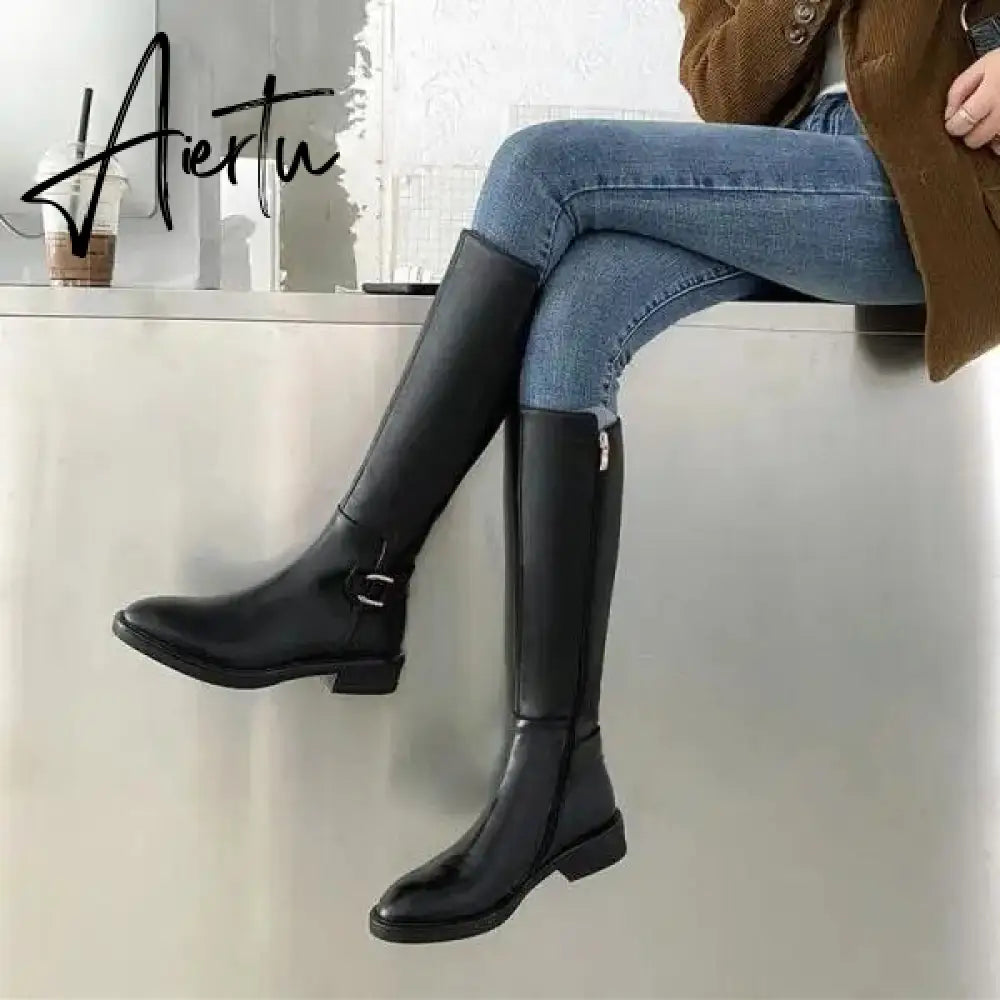 Women Boots Over Knee  Zipper Female Shoes Clogs Platform Luxury Designer Over-the-Knee Large Size Ladies Fashion High Heel Aiertu