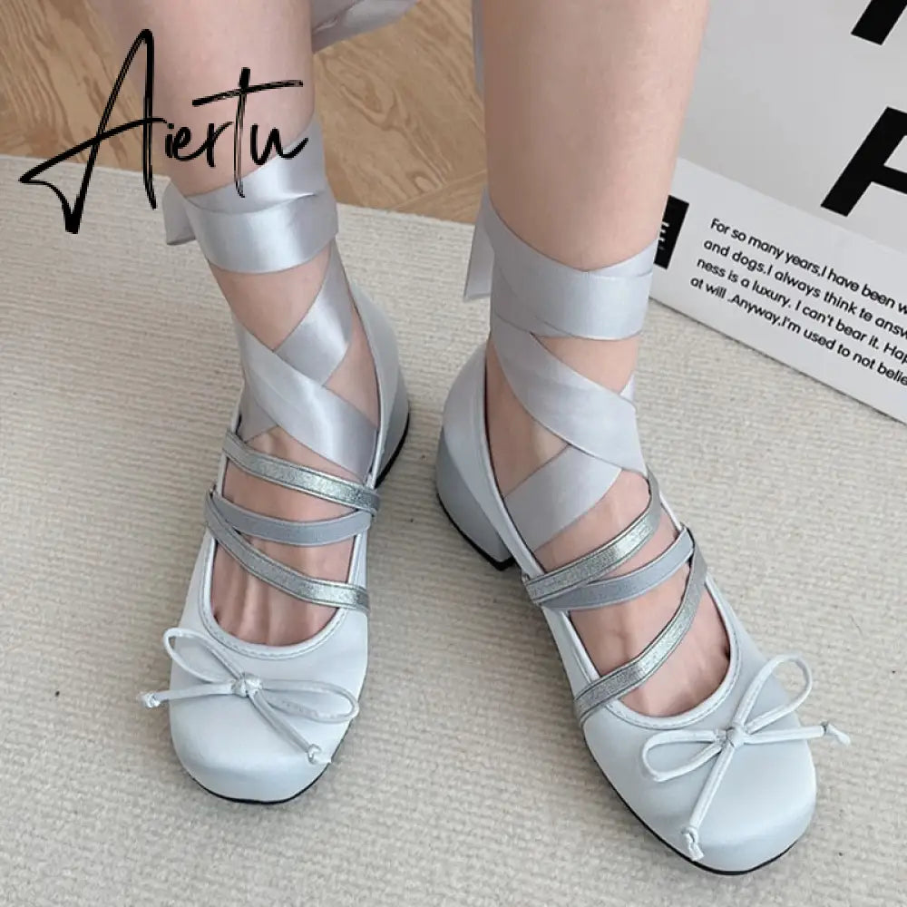 Women Bow Marie Jane Lolita Shoes Chunky Sandals Summer New Designer Retro High Heels Shoes Sweet Sexy Dress Pumps Zapatos Aiertu