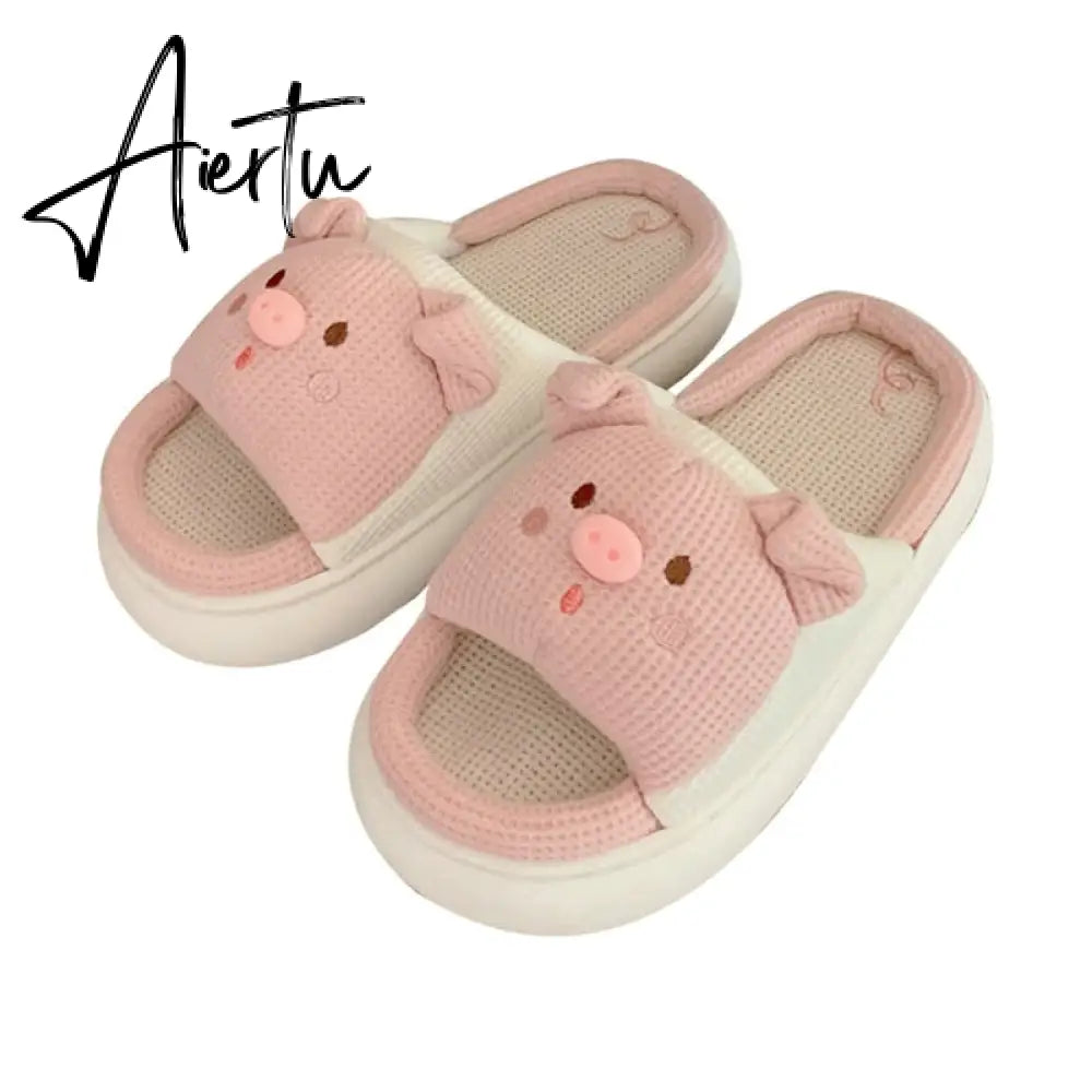 Women Cow Slippers Cute Cartoon Soft Cloud Platform Indoor Shoes Summer Female Home Slides Thick Sole Sandals Male House Slipper Aiertu