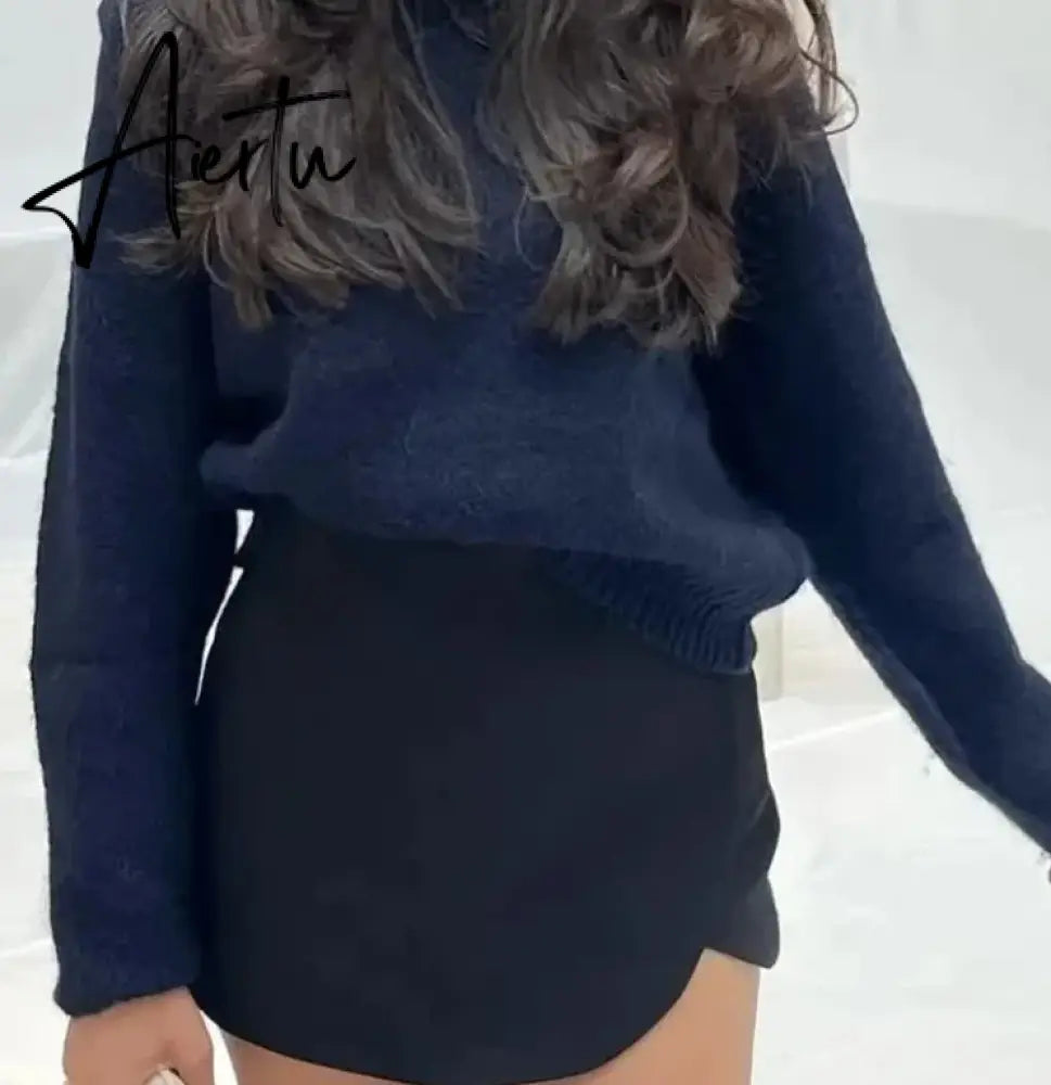 Women Fashion Casual Mini Asymmetrical Skirts Shorts High Waist Back Pockets Wide Leg Skirts Zipper Female Shorts Aiertu