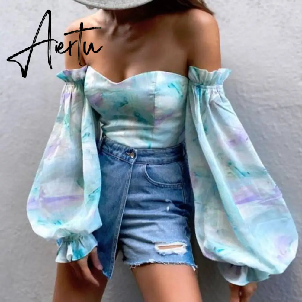 Women Fashion Sexy Off Shoulder Shirt Summer Elegant Hollow Out Lace-Up Tops Office Ladies Casual Solid Simple Shirts Aiertu