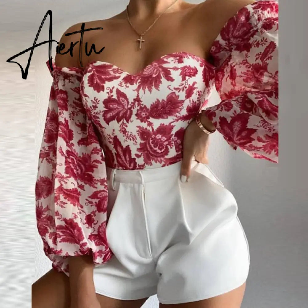 Women Fashion Sexy Off Shoulder Shirt Summer Elegant Hollow Out Lace-Up Tops Office Ladies Casual Solid Simple Shirts Aiertu