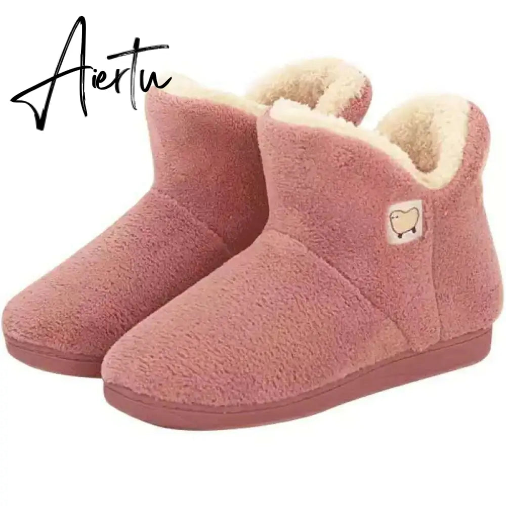 Women Flats Warm Winter Soft Thick-soled High-top Plus Velvet Non-slip Memory Foam Home Cotton Shoes Woman Soft Sole Footwear Aiertu
