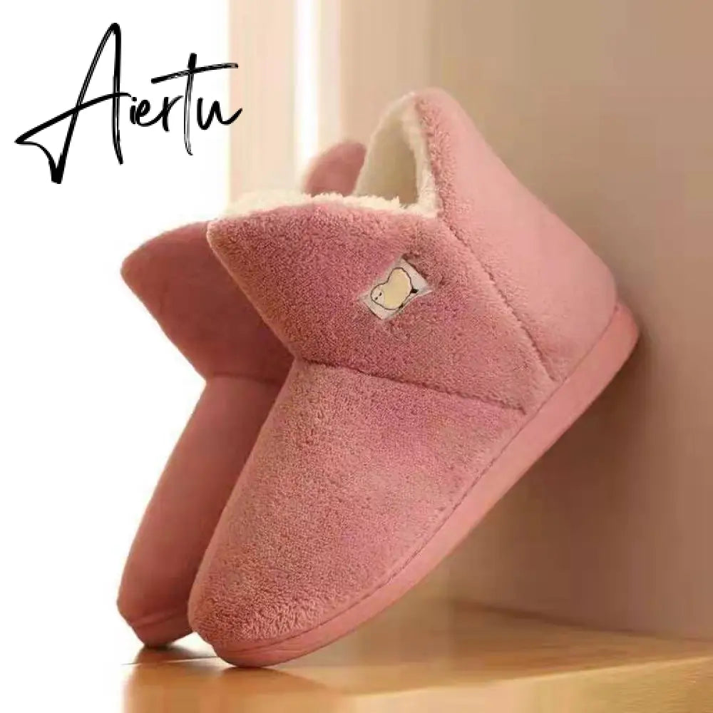 Women Flats Warm Winter Soft Thick-soled High-top Plus Velvet Non-slip Memory Foam Home Cotton Shoes Woman Soft Sole Footwear Aiertu