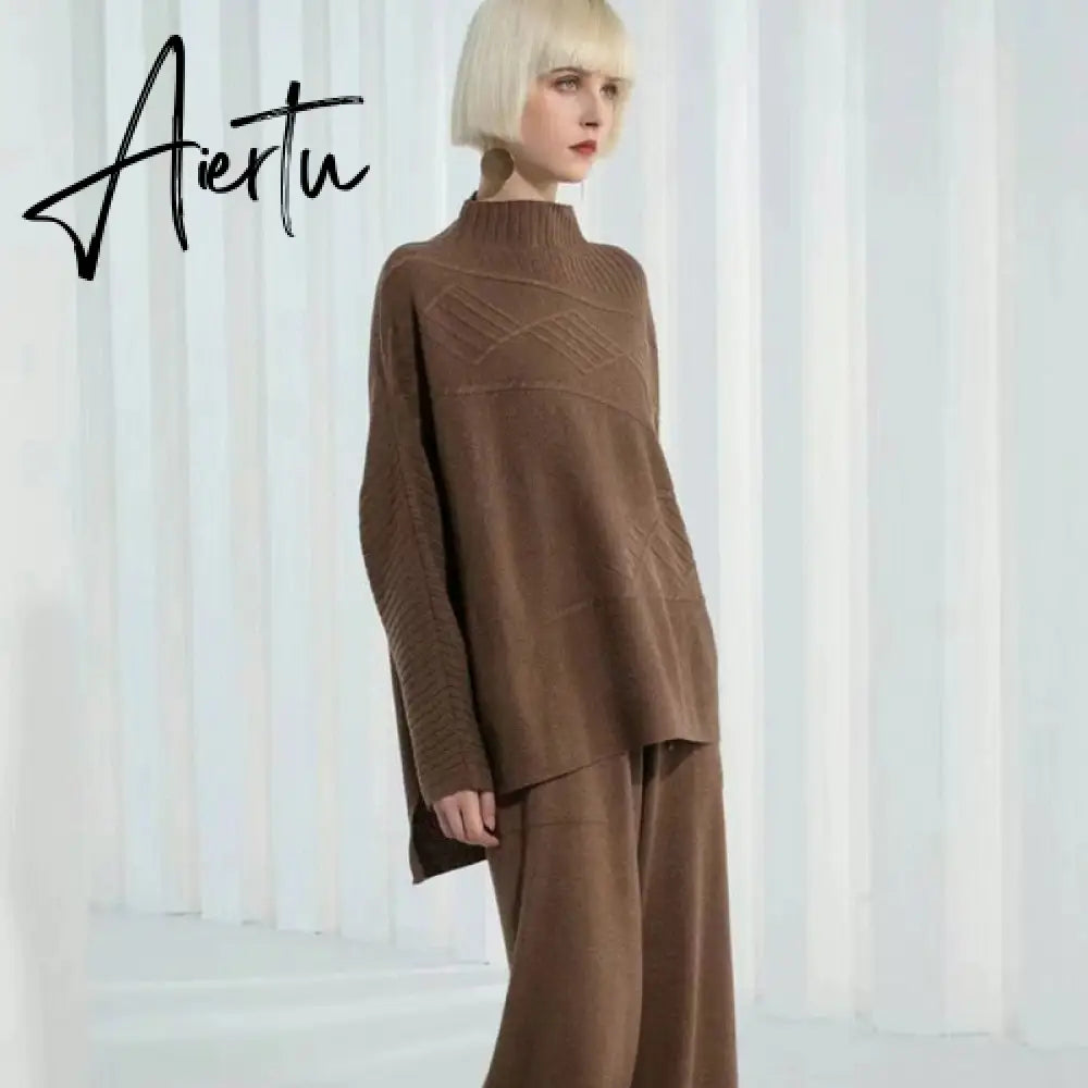 Women Knitted Cashmere Pullover Sweater, Female Oversized Fall Winter Top. Aiertu