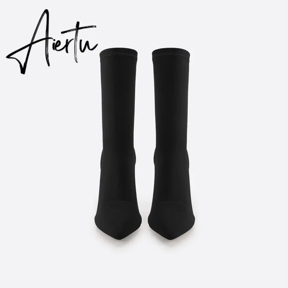 Women Minimalist Thick Heel Pointed Toe Boots mysite