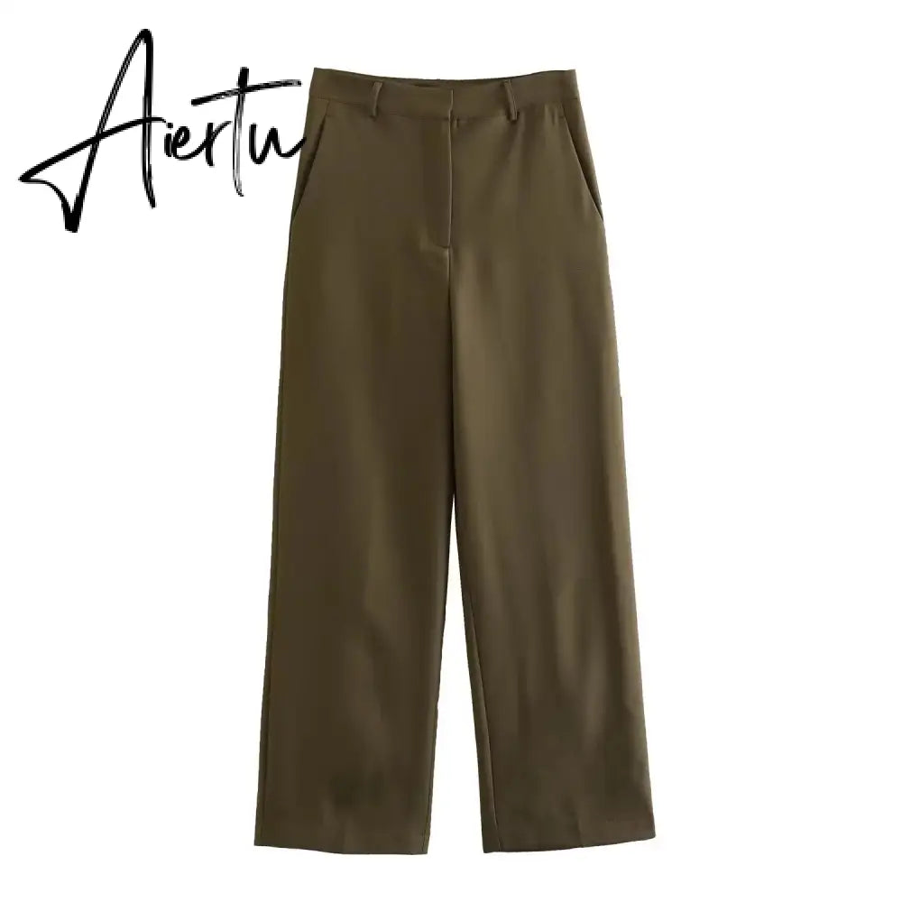 Women Pants 2 Pieces Sets Fashion Linen Vest Tops+Straight Pants Office Suit Vintage Woman Two Pieces Outfit Aiertu
