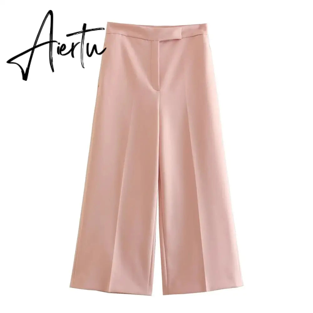 Women Pants 2 Pieces Sets Fashion Linen Vest Tops+Straight Pants Office Suit Vintage Woman Two Pieces Outfit Aiertu