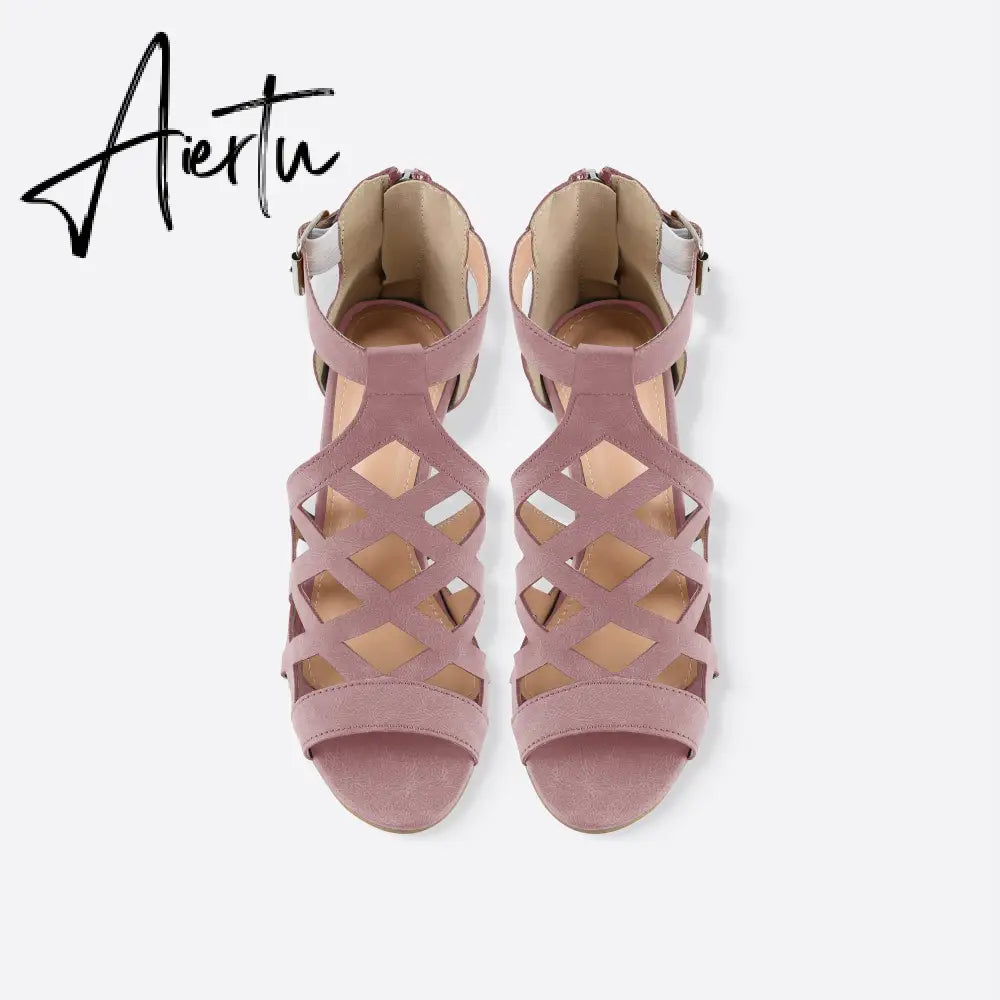 Women Peep Toe Chunky Heel Sandals mysite