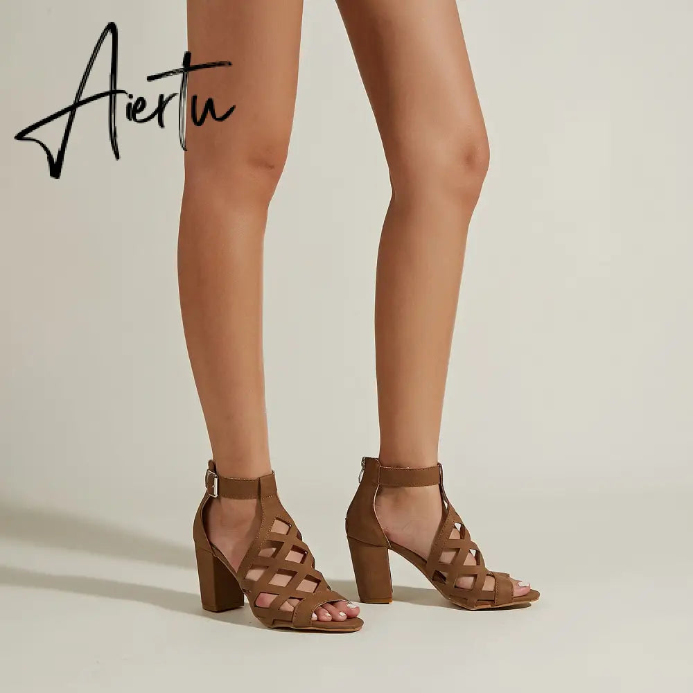 Women Peep Toe Chunky Heel Sandals mysite