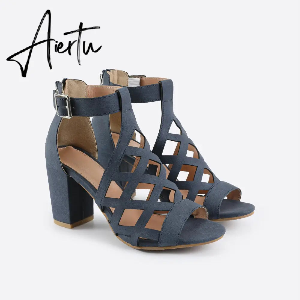 Women Peep Toe Chunky Heel Sandals mysite