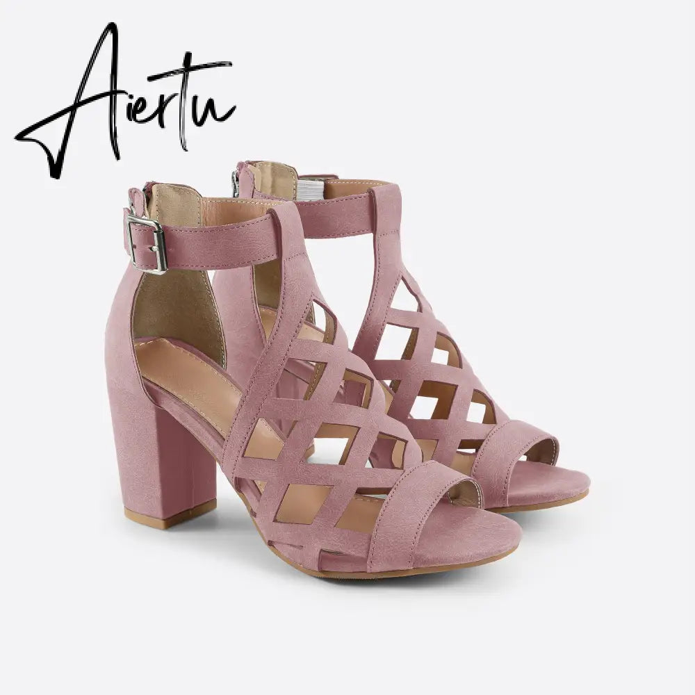 Women Peep Toe Chunky Heel Sandals mysite