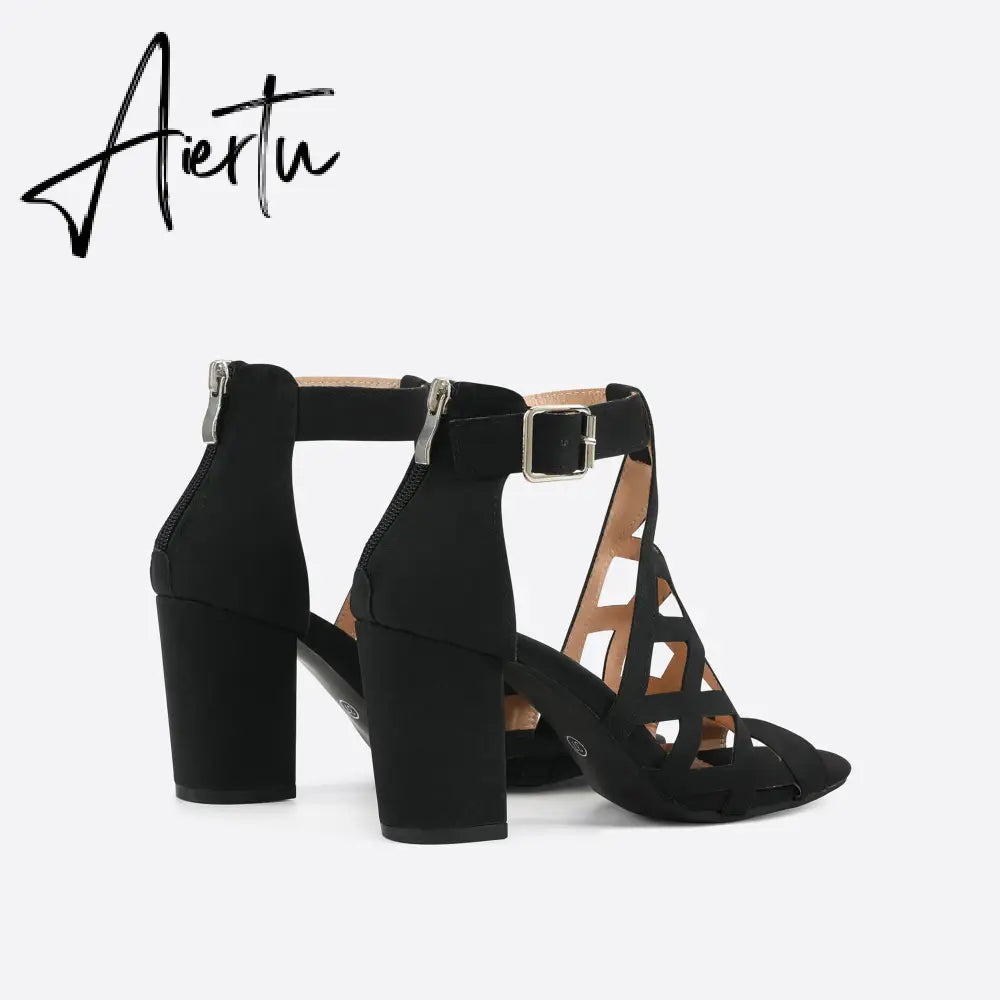 Women Peep Toe Chunky Heel Sandals mysite
