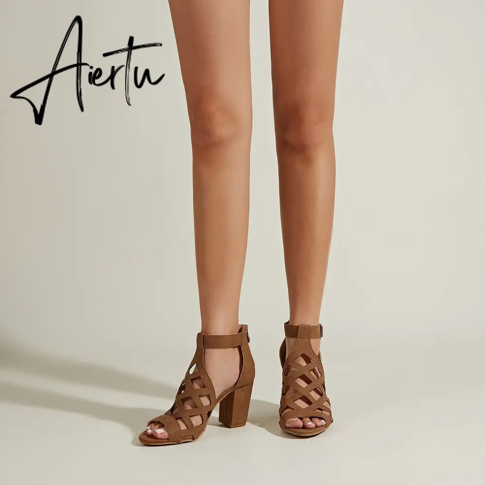 Women Peep Toe Chunky Heel Sandals mysite