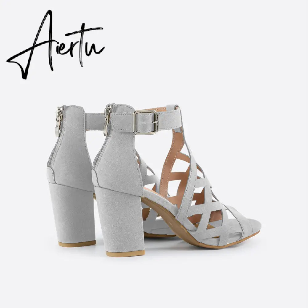 Women Peep Toe Chunky Heel Sandals mysite