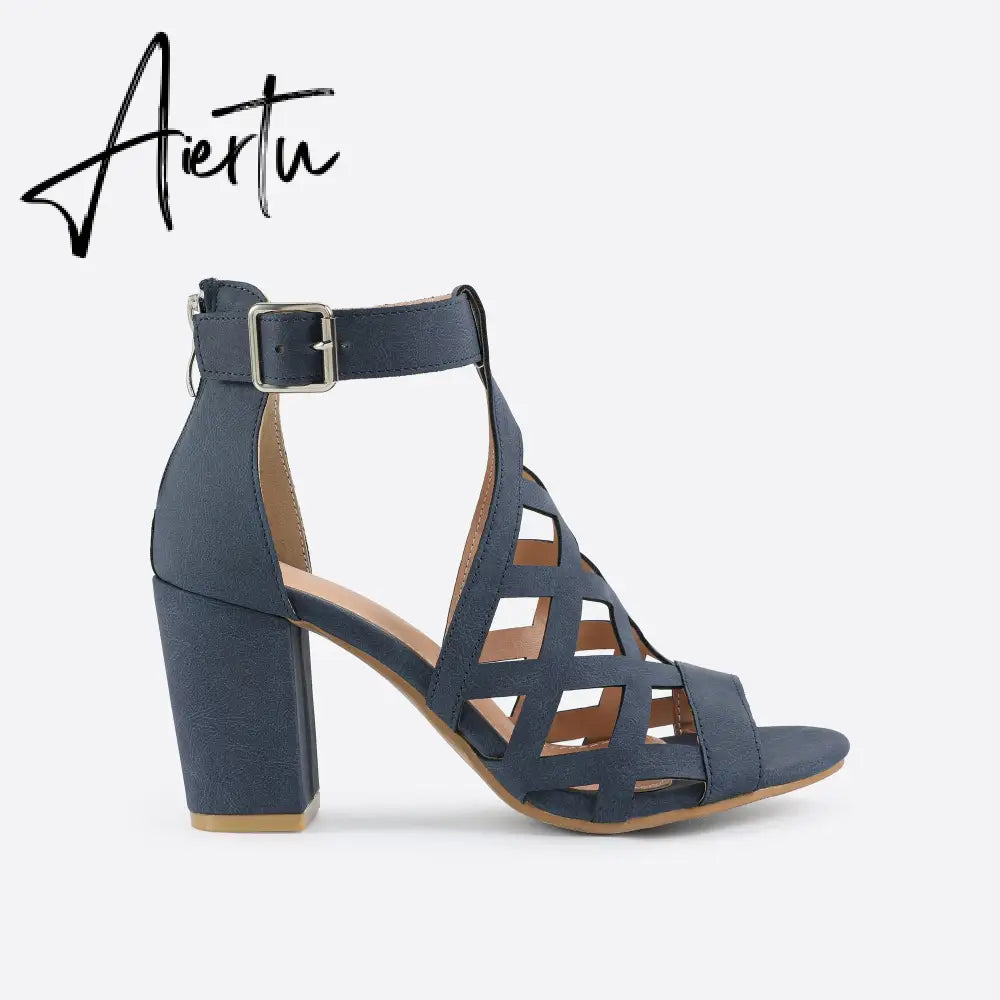 Women Peep Toe Chunky Heel Sandals mysite
