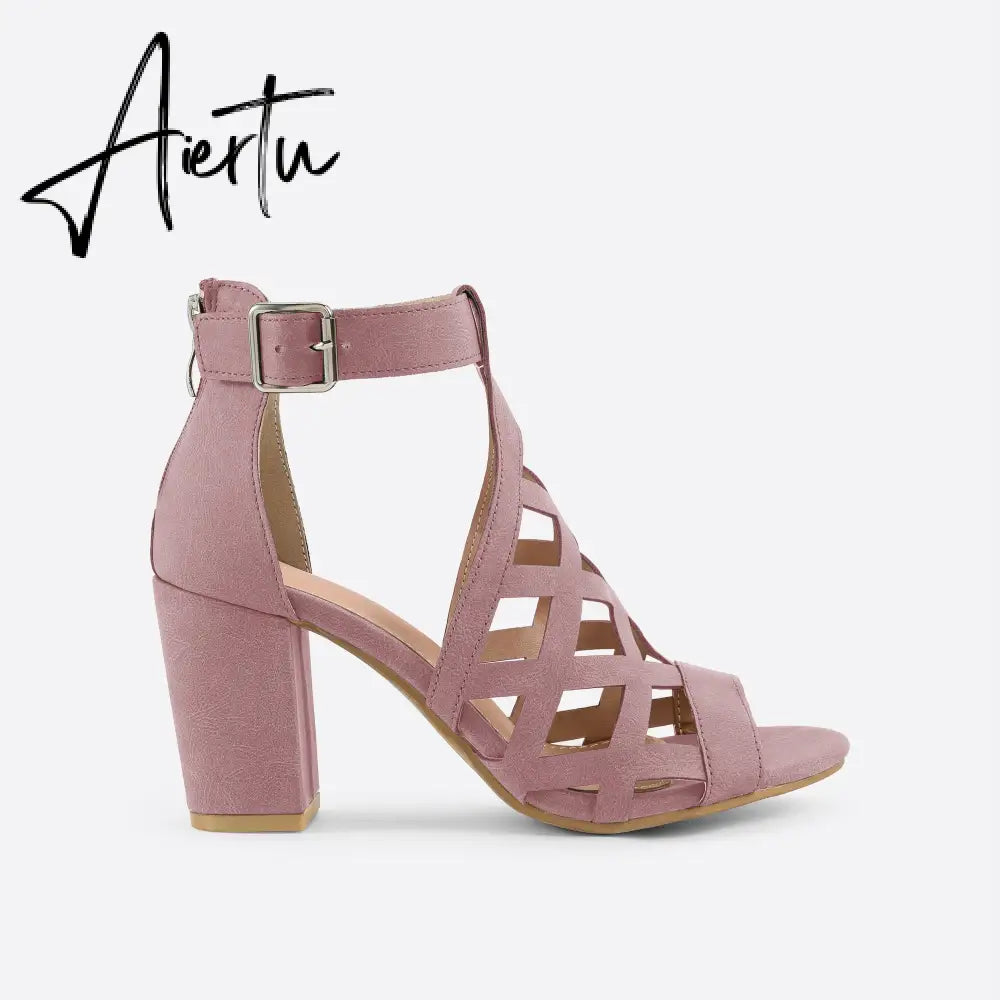 Women Peep Toe Chunky Heel Sandals mysite