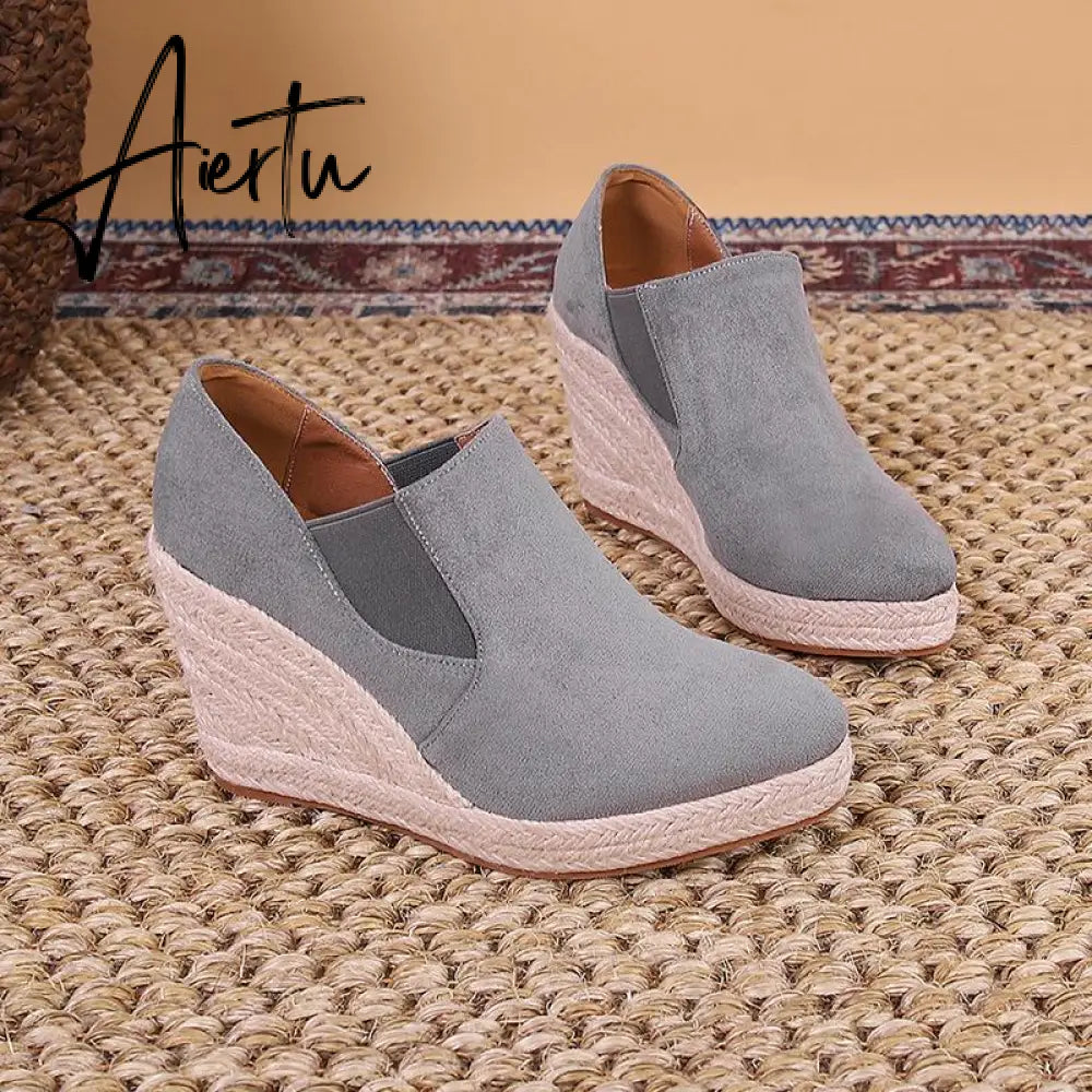 Women Pointed Toe Slope Heeled Twine Sole mysite