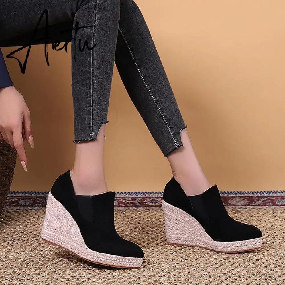 Women Pointed Toe Slope Heeled Twine Sole mysite