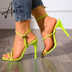 Women Pumps Snake Wedding Shoes Sandals Summer Low Heel Shoes PU  Gladiator Luxury Shoes Women Designers Zapatos De Mujer Aiertu