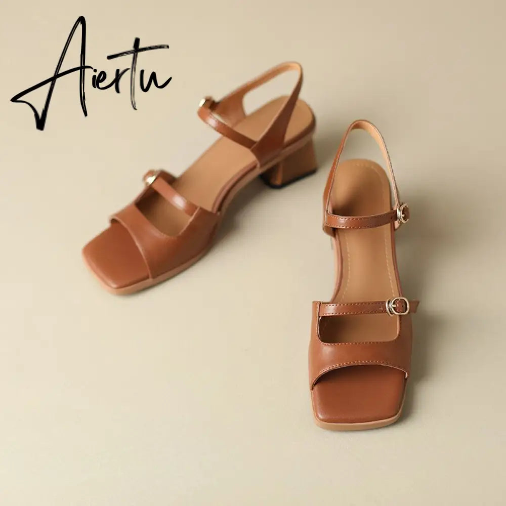 Women Sandals Elegant Fashion Party Wedding Prom Genuine Leather High Heels Shoes Woman Summer Arrival Pumps Heels Women Aiertu
