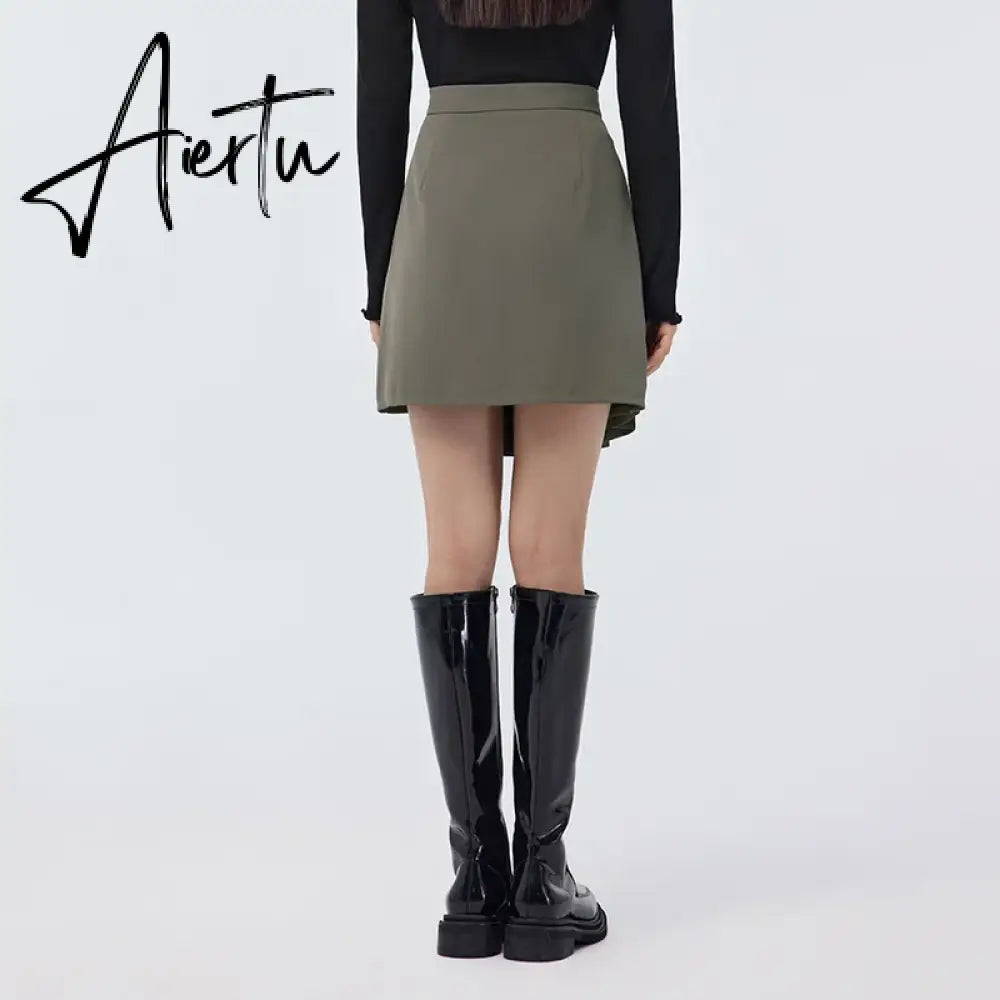 Women Skirt Spring New Playful Asymmetrical Pleated Skirt Solid Color Sweet Cool A-line Skirt for Women Aiertu