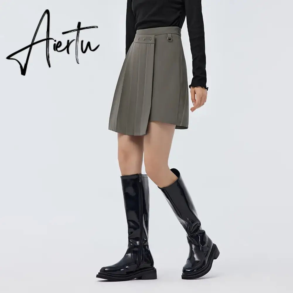 Women Skirt Spring New Playful Asymmetrical Pleated Skirt Solid Color Sweet Cool A-line Skirt for Women Aiertu