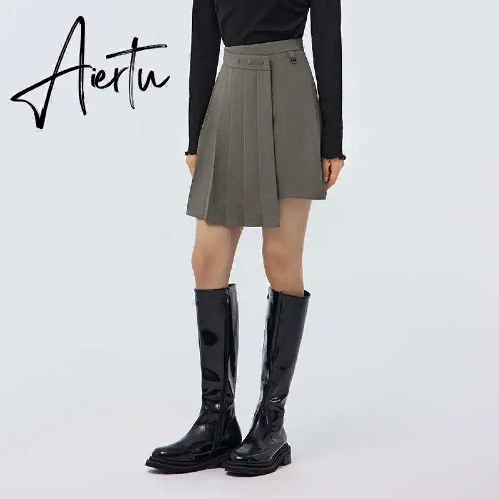 Women Skirt Spring New Playful Asymmetrical Pleated Skirt Solid Color Sweet Cool A-line Skirt for Women Aiertu