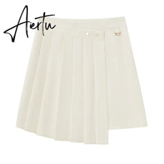 Women Skirt Spring New Playful Asymmetrical Pleated Skirt Solid Color Sweet Cool A-line Skirt for Women Aiertu