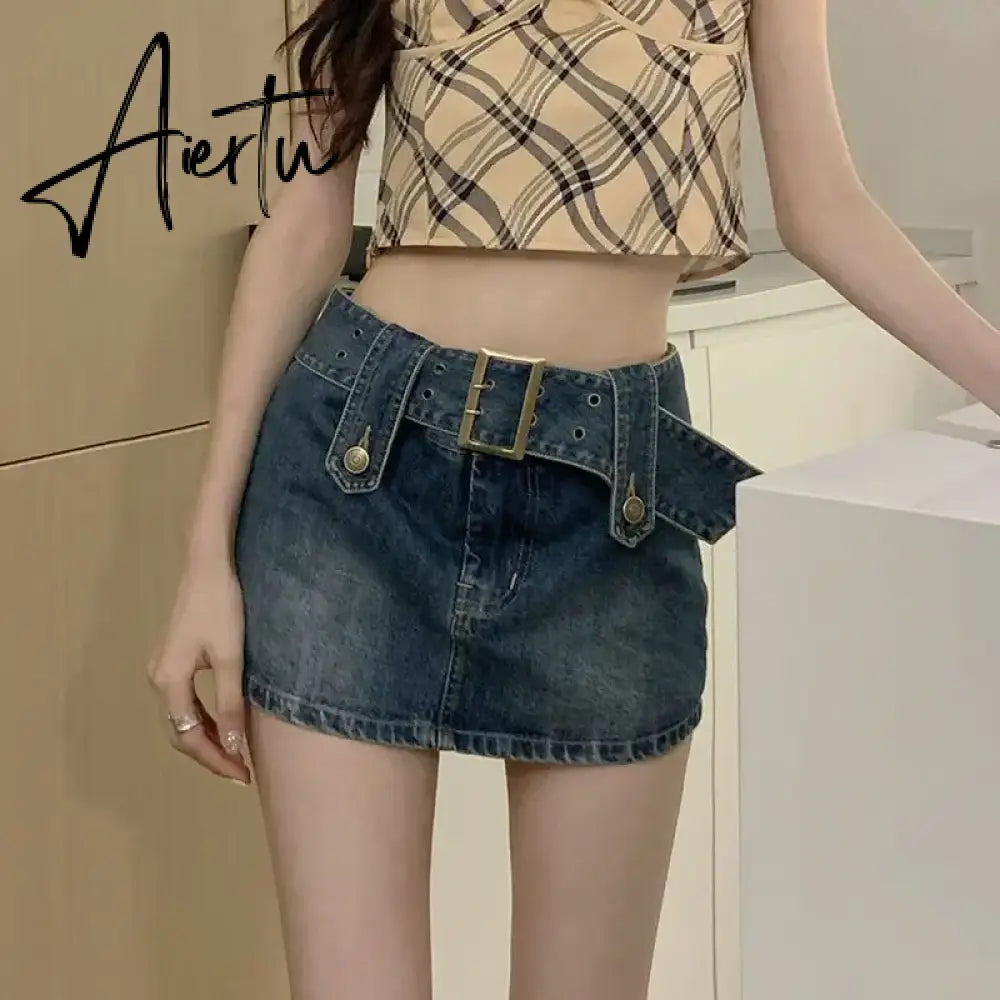 Women Slim Bodycon Denim MINI Shorts Skirt Aiertu