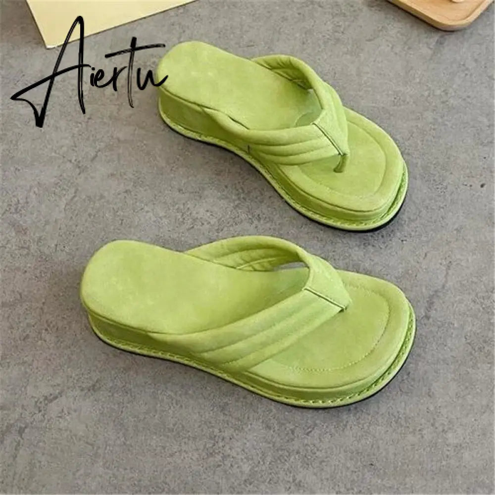 Women Slippers New Clip Toe Sandals Women Shoes Wedge Platform Slippers Fashion Dress High Heels Female Flip Flops Casual Aiertu