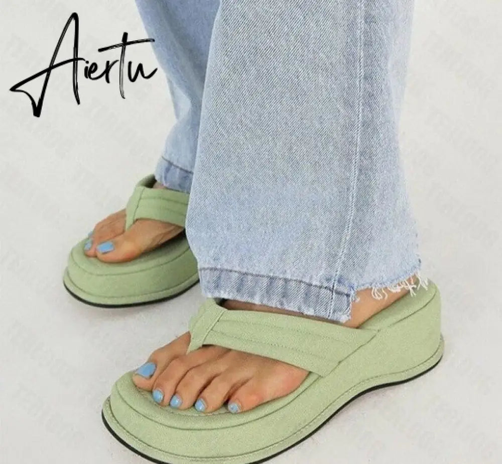 Women Slippers New Clip Toe Sandals Women Shoes Wedge Platform Slippers Fashion Dress High Heels Female Flip Flops Casual Aiertu