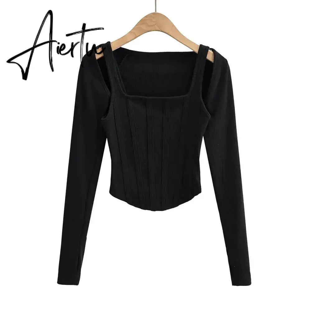 Women Striped Stitching Slim T-shirt Female 2 In 1 Shrug Set Co-ord Crop Shrug And Corset Tank Tops Set Y2k Streetwear New Aiertu