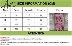 Women Summer Floral Print Slit Skirt Sexy Button V Neck Short Sleeve Long Dresses Female Casual Elegant Party Dress Vestidos Aiertu