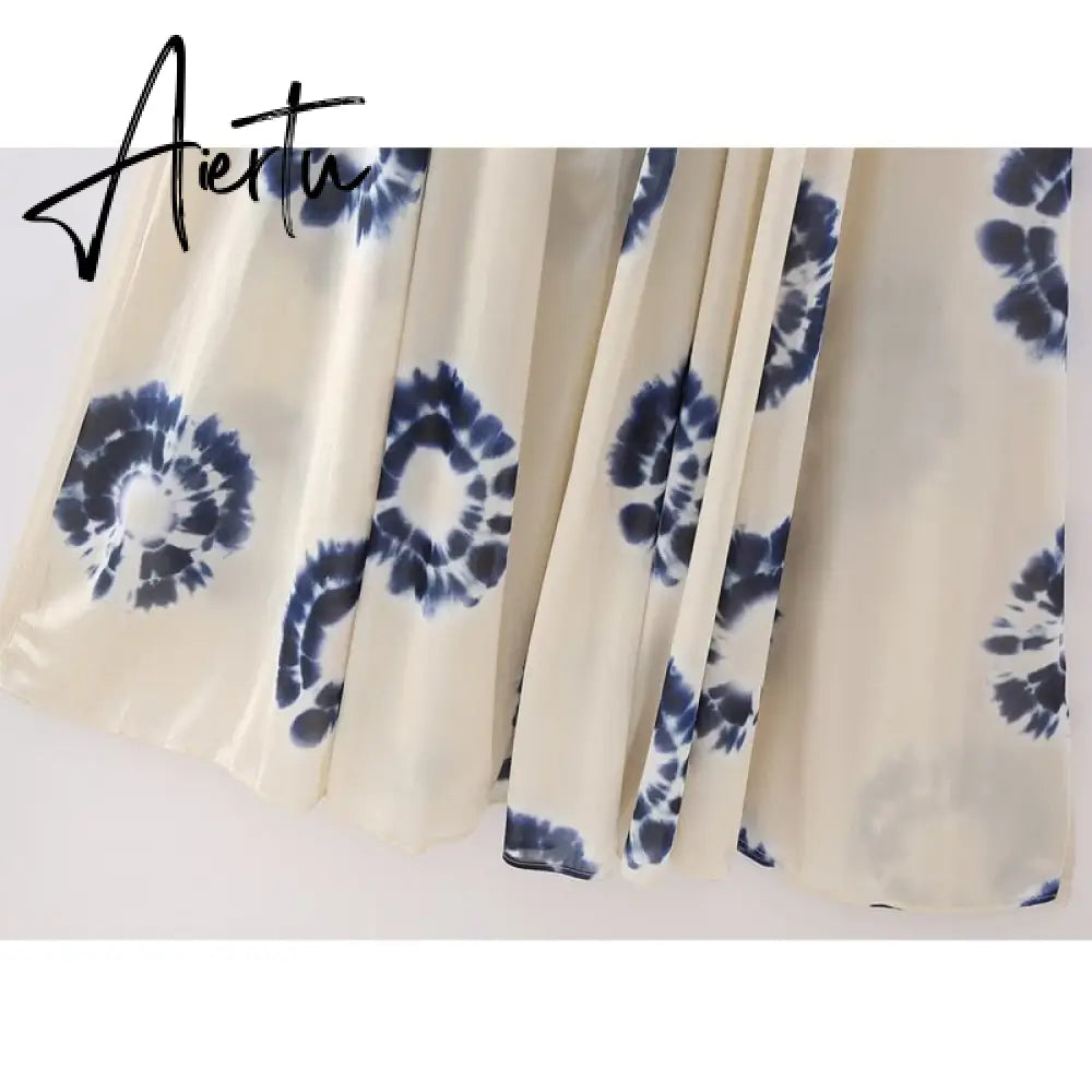 Women Summer Printed Halter Backless Dress Elegant Deep Neck Camisole Loose Long Dresses New Female Casual Beach Aiertu