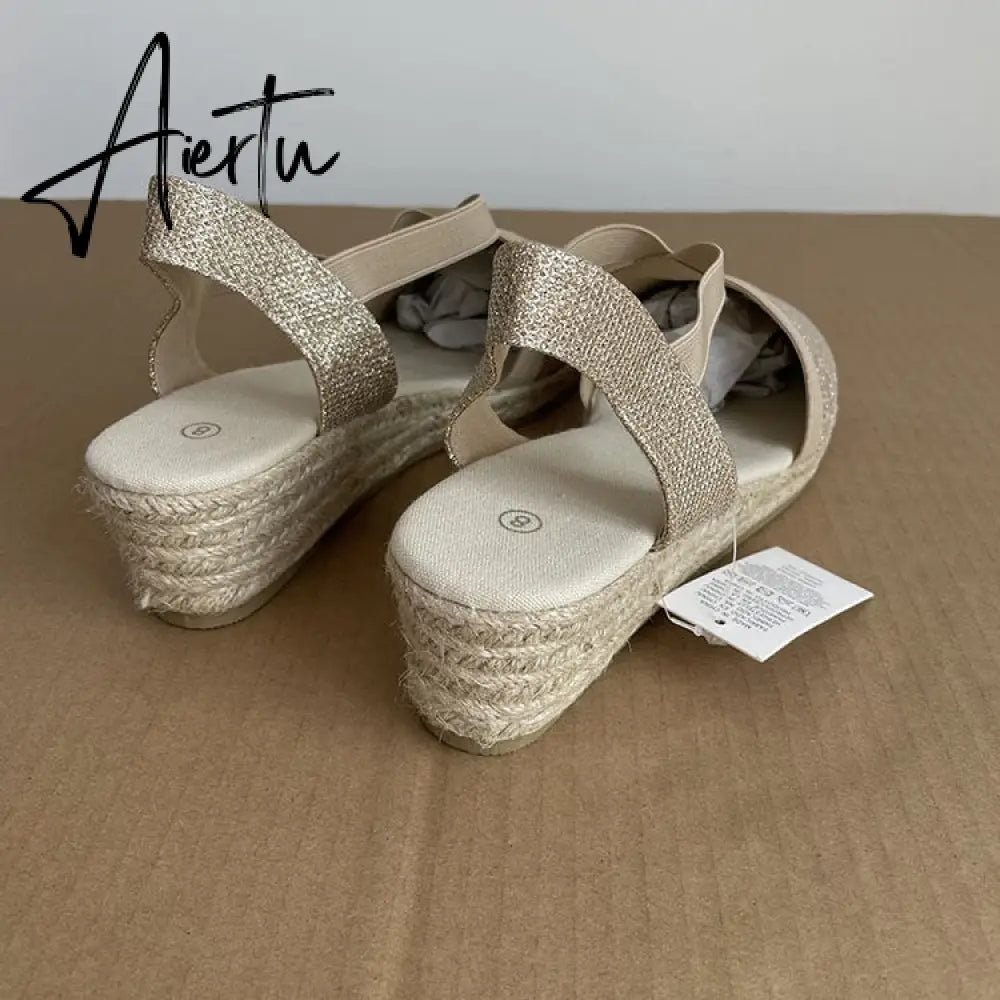 Women Summer Shoes High Heels Back Strap Sandalias De Tacon Slip-on Closed Toe Wedges Trendy Leisure Ladies Sandals Aiertu