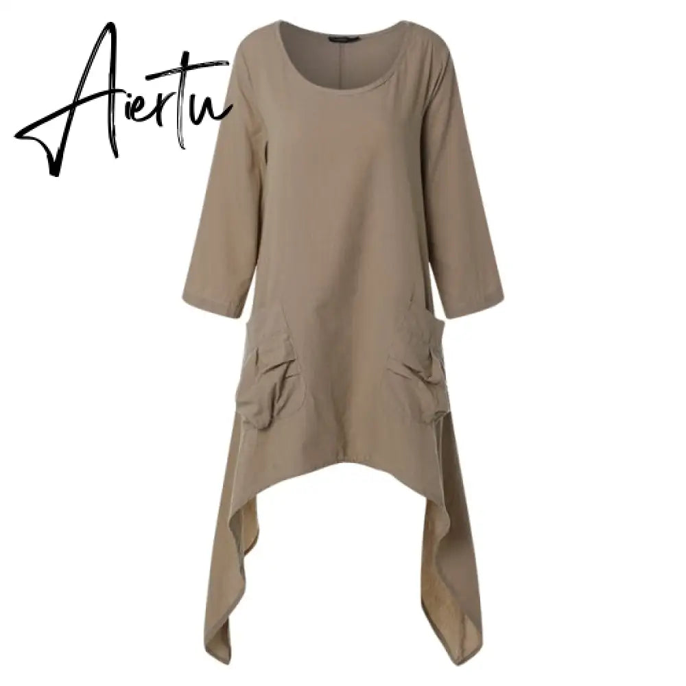 Women Tops and Blouse Summer Half Sleeve Casual Loose Asymmetrical Tunic Shirts Long Blusas Femininas Aiertu